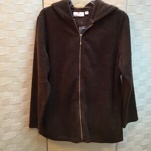 Quacker Factory Brown Hooded Cardigan